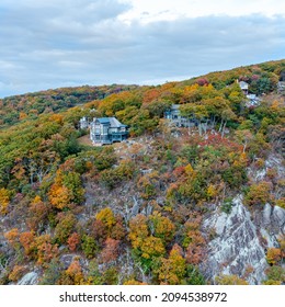 Aerial View Of Vacation Homes On The Side Of A Mountain At Wintergreen Resort In Virginia