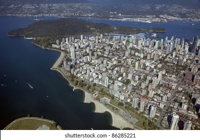 Aerial View Of Vancouver, West End And Stanley Park