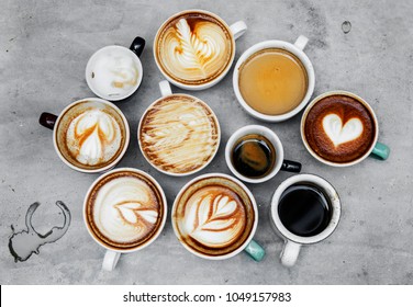 Aerial view of various coffee - Shutterstock ID 1049157983