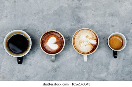 Aerial View Of Various Coffee