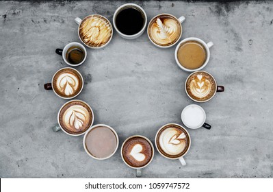 Aerial View Of Various Coffee