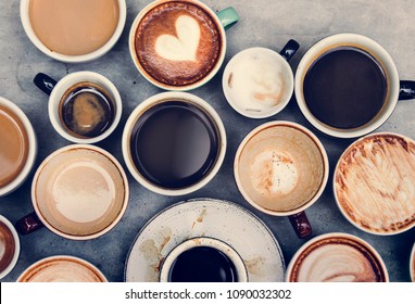 Aerial View Of Various Coffee