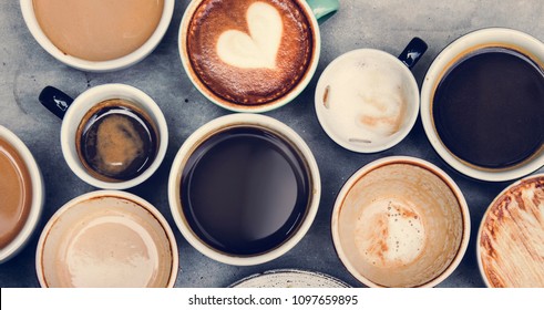 Aerial view of various coffee - Shutterstock ID 1097659895