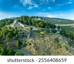 Aerial view of the Venetian fortress of Lepanto or Nafpaktos in the Gulf of Corinth in Greece