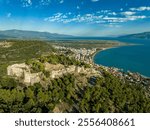 Aerial view of the Venetian fortress of Lepanto or Nafpaktos in the Gulf of Corinth in Greece