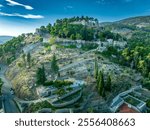 Aerial view of the Venetian fortress of Lepanto or Nafpaktos in the Gulf of Corinth in Greece