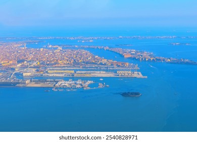  Aerial view of Venice, Italy, showcasing its iconic canals, historic architecture, and vibrant cityscape - Powered by Shutterstock