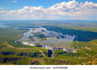 Aerial View Of Victoria Falls, Zambia, Zimbabwe, Africa.