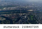Aerial view of Vienna or in German Wien is national capital largest city and one of nine states of Austria it is the most populous town with about 2 million inhabitants 4k screenshot from animation