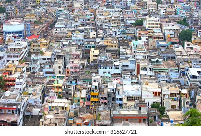 Aerial view of Vijayawada city in India, August 29,2012 in Vijayawada, India.The Andhra Pradesh state government would make a new capital city for the truncated state in the areas around Vijayawada - Shutterstock ID 316627721