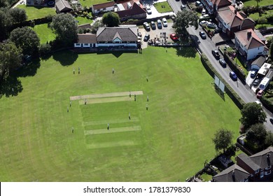 Aerial View Of A Village Cricket Match In England