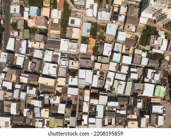 Aerial View Of Village House Rooftops In Penghu ,Taiwan.