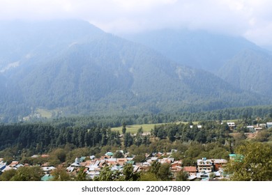 Aerial View Of A Village In Pahalgam, Kashmir Valley, Rural Shot