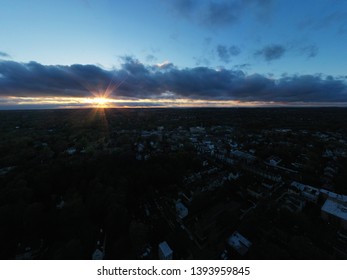 Aerial View Of The Village Of Tuckahoe And Main Street In Westchester County, New York.