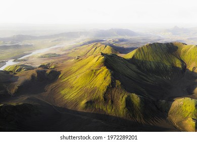 Aerial View Of Volcanic In Iceland