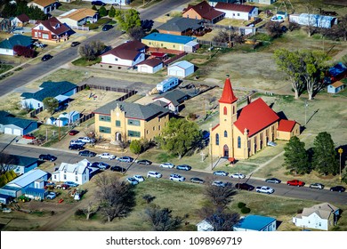 Aerial View Of The Volga German Town Of Schoenchen In Kansas