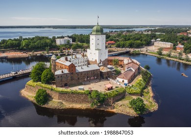 Aerial view of Vyborg castle. Medieval Swedish stronghold set on an island