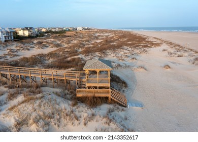 Aerial View of a walkway to the beach in Emerald Isle North Carolina - Shutterstock ID 2143352617