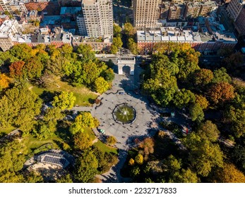 Aerial view of Washington Square Park, New York city in autumn, lower Manhattan - Shutterstock ID 2232717833