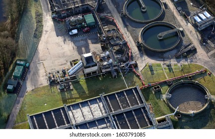 Aerial View Of A Water Treatment Works In The UK