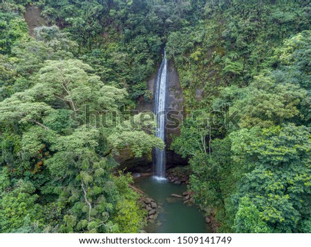 Aerial View Of A Waterfall Descending On The Sea. Sierpe Waterfall Located In Bahia Malaga National Natural Park. Zdjęcia stock © 