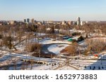 Aerial View of the Waterloo Park in winter Waterloo, Ontario, Canada