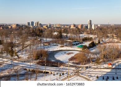 Aerial View Of The Waterloo Park In Winter Waterloo, Ontario, Canada