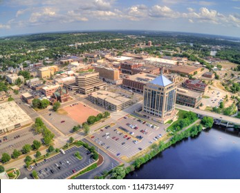 Aerial View Of The Wausau Skyline In Wisconsin