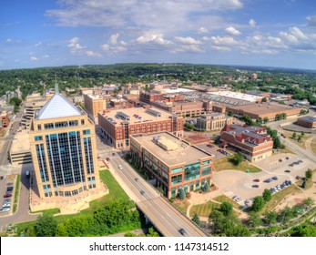 Aerial View Of The Wausau Skyline In Wisconsin