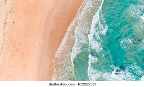 Aerial View of Waves and Beach Along Great Ocean Road, Victoria, Australia at Sunset