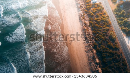 Aerial view of Waves and Beach of Great Ocean Road Australia