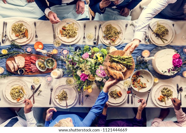 Aerial View Wedding Reception Table Dinner Stock Photo Edit Now