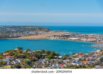 Aerial View Of Wellington International Airport In New Zealand