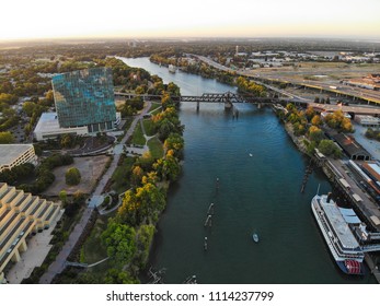 Aerial View Of West  Sacramento Downtown And River