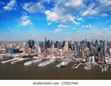 Aerial View Of The West Side Of Manhattan In Summer.