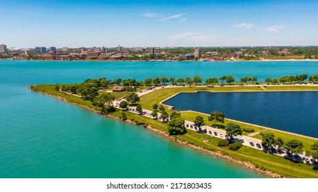 An Aerial View Of The Western Tip Of Belle Isle Park. 