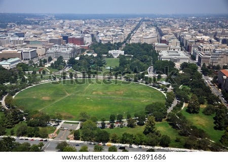 Aerial View of the White House and the Ellipse in Washington DC