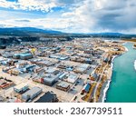 Aerial view of Whitehorse, the capital of the Yukon Territory in northwest Canada.