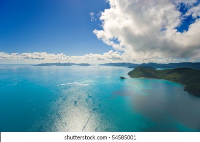 Aerial View Of The Whitsunday Islands And Brilliant Ocean