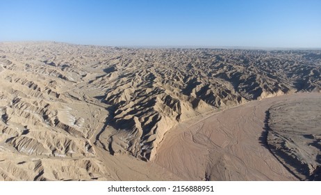 An Aerial View Of Wind Erosion Terrain In Qinghai