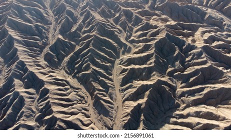 An Aerial View Of Wind Erosion Terrain In Qinghai