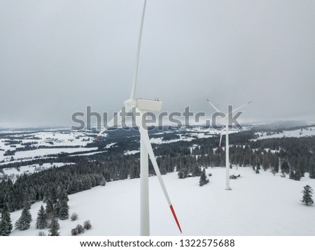 Similar – Image, Stock Photo Wind turbine aerial view on green field