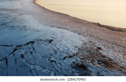 Aerial view of the winter icy coast of the North Sea - Powered by Shutterstock