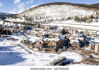 Aerial View Winter Recreation And Sports In Copper Mountain In Colorado