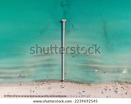 aerial view of a wooden dock over the sea of a beach of Majorca	 Stock foto © 