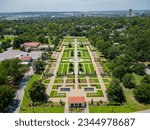 Aerial view of the Woodward Park and Tulsa cityscape at Oklahoma