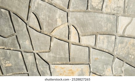 Aerial view of the work of art called Cretto di Burri and the surrounding countryside. Drone Birds Eye of texture stones from above in Sicily, province of Trapani, south Italy. Abstract design paths - Powered by Shutterstock