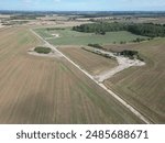 Aerial view of  World war two military airfield RAF Woolfox Lodge, 