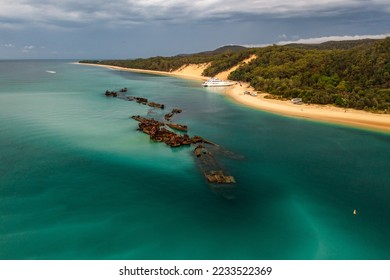 Aerial view of the wrecks at Moreton Island - Shutterstock ID 2233522369
