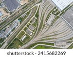 An aerial view of Wuhan Metro high-speed train depot in China